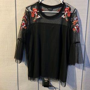 Size 00 Torrid black see through arms and neckline /chest area
